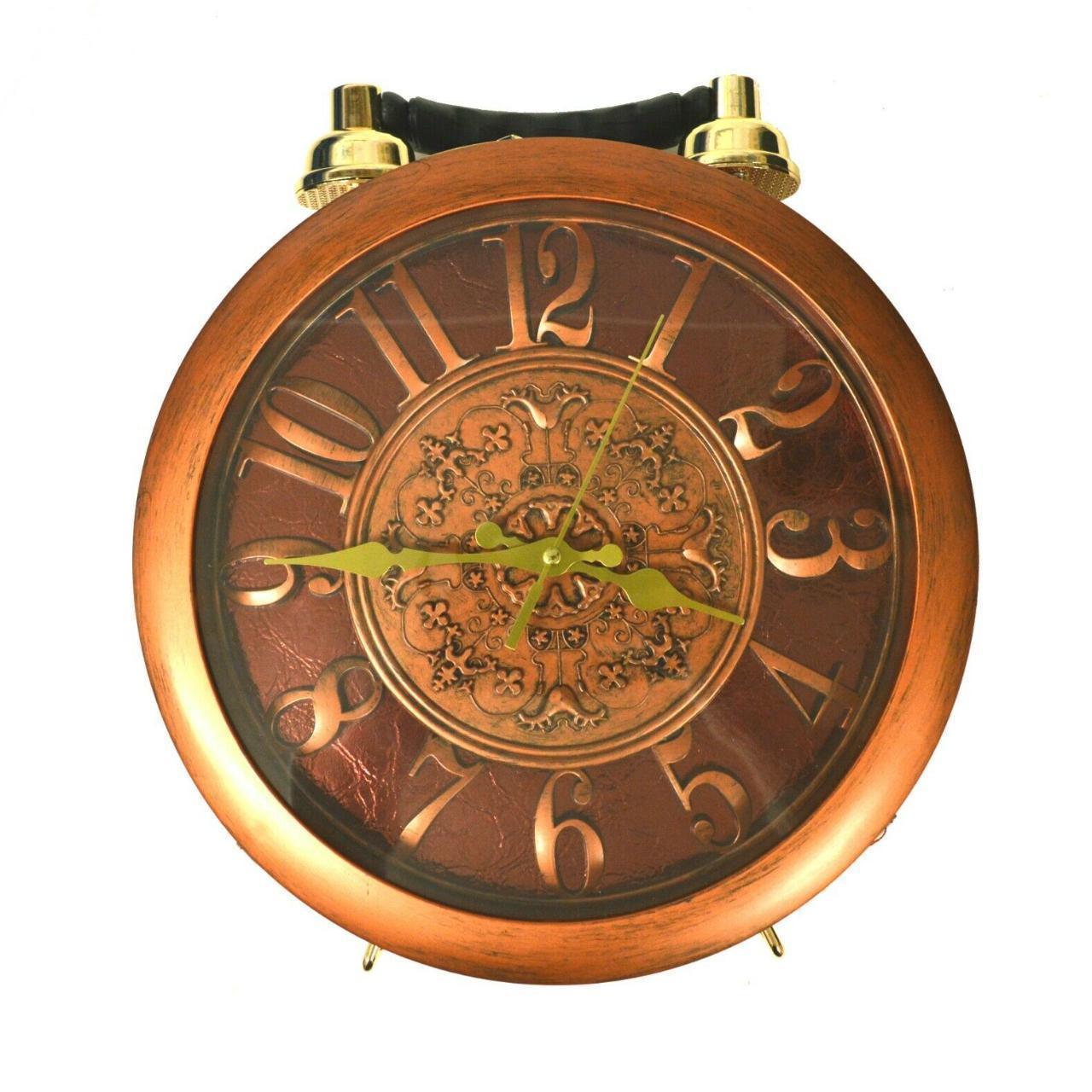 STATEMENT FAUX LEATHER BAG RETRO CUTE FAIRY TALE CHARACTER 3D CLOCK FACE HANDBAG BRONZE