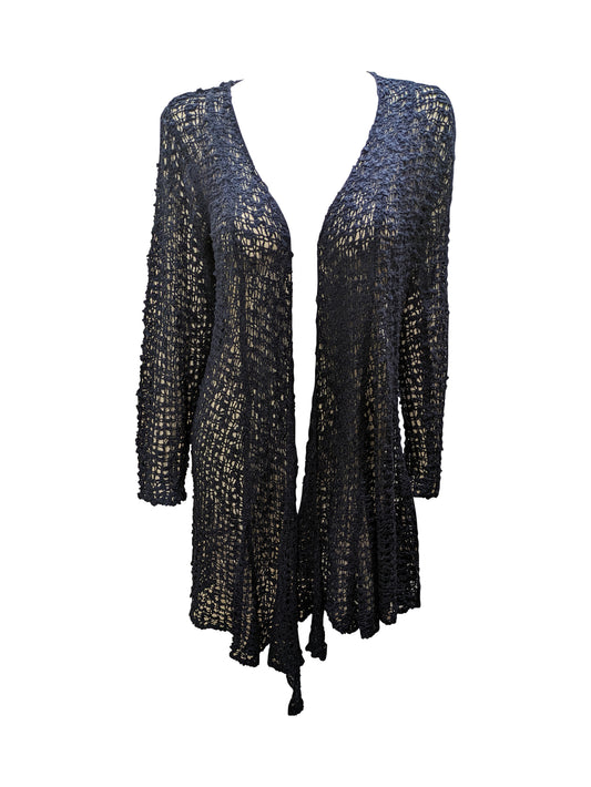Womens Handmade Boho Crochet Long Sleeve Knit Cardigan Longline Jacket Free Size One Size UK 8-20