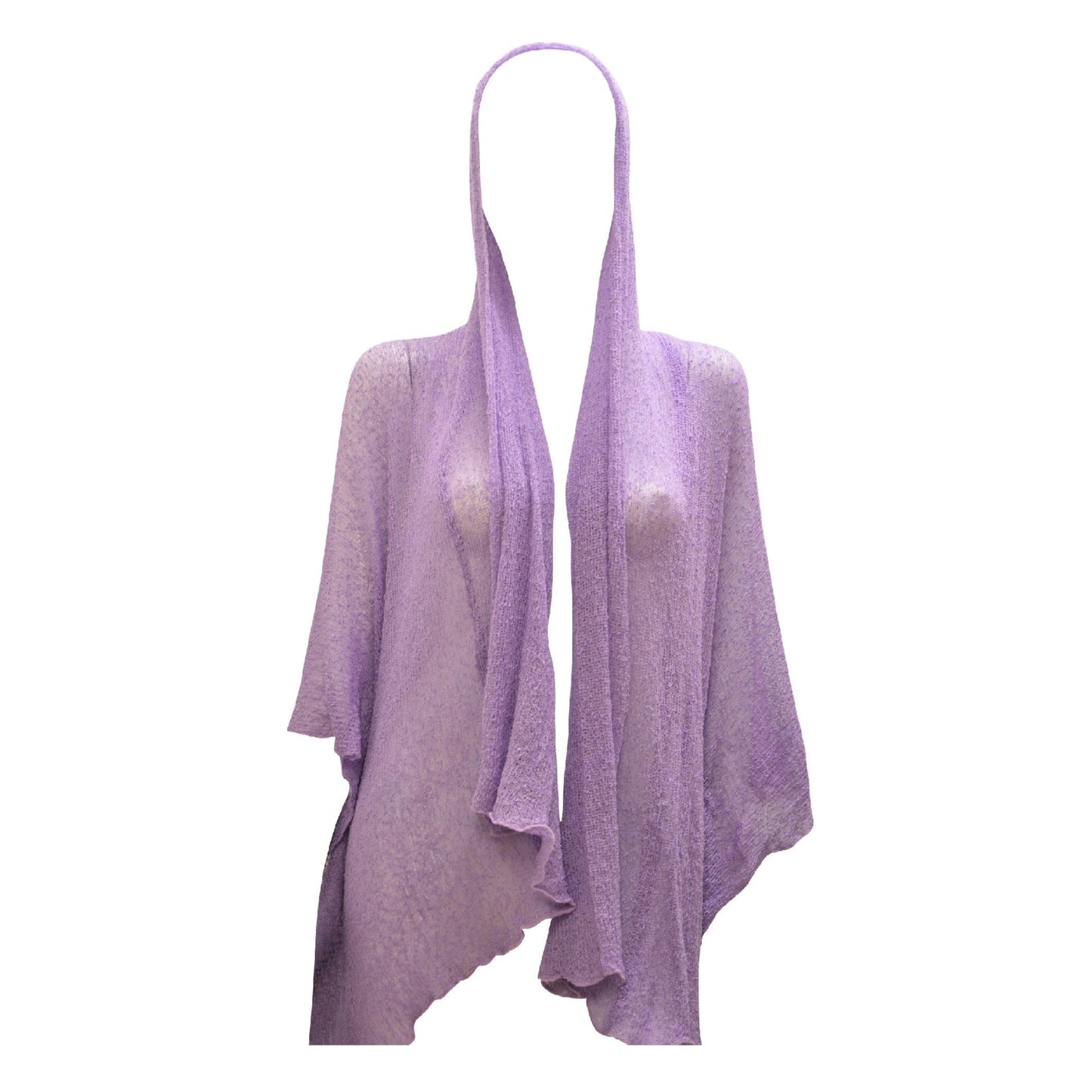 Womens Knit Shrug Boho Crochet Hood Cardigan Long Cover up Top Free Size 14-20 Purple