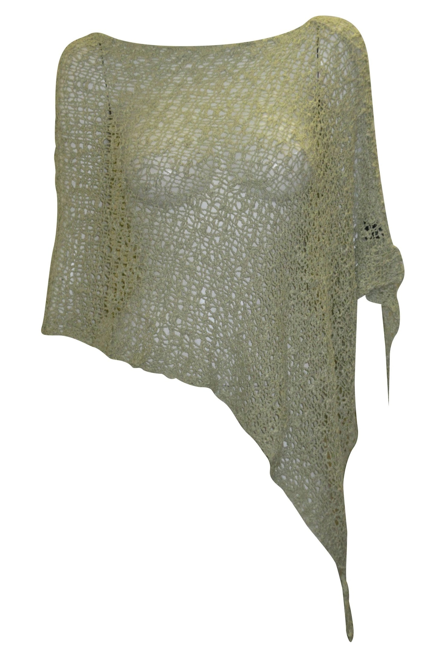 Womens Crochet Poncho Asymmetrical Boho Tassel Shawl Pullover Cover up Free Size 8-20 Pebble