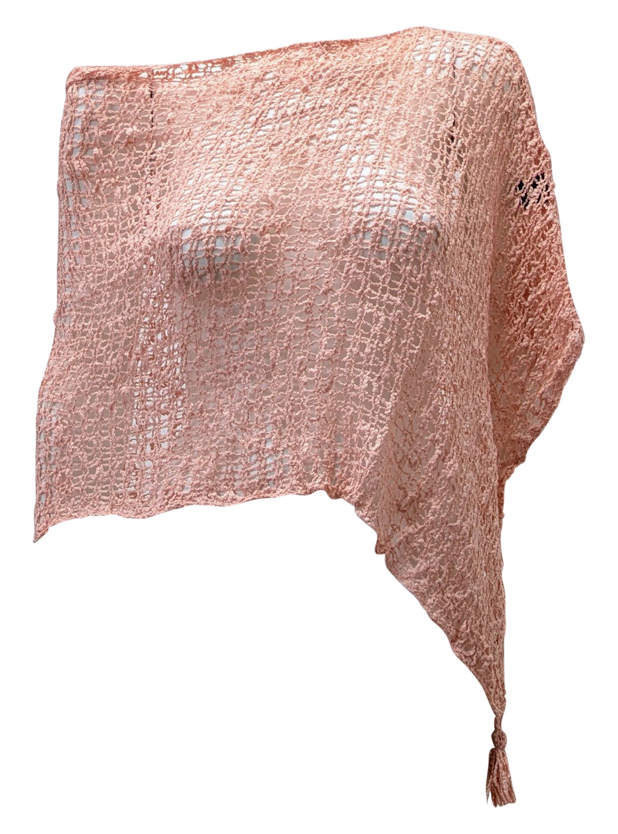 Womens Crochet Poncho Asymmetrical Boho Tassel Shawl Pullover Cover up Free Size 8-20