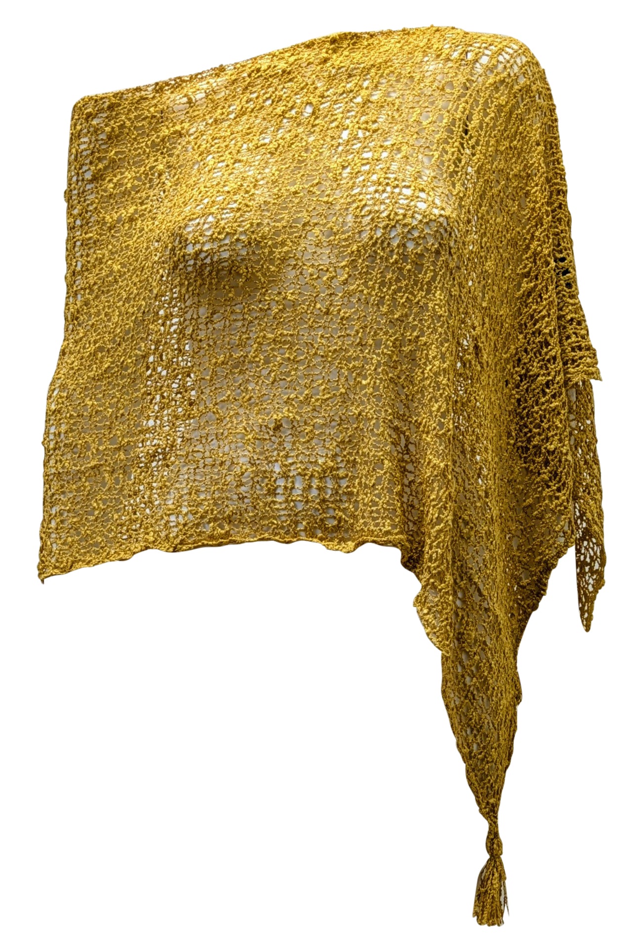 Womens Crochet Poncho Asymmetrical Boho Tassel Shawl Pullover Cover up Free Size 8-20