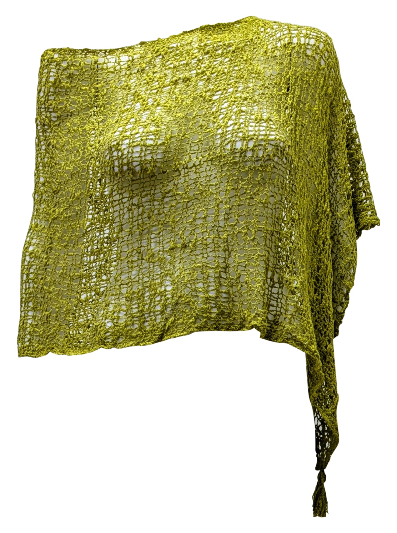 Womens Crochet Poncho Asymmetrical Boho Tassel Shawl Pullover Cover up Free Size 8-20