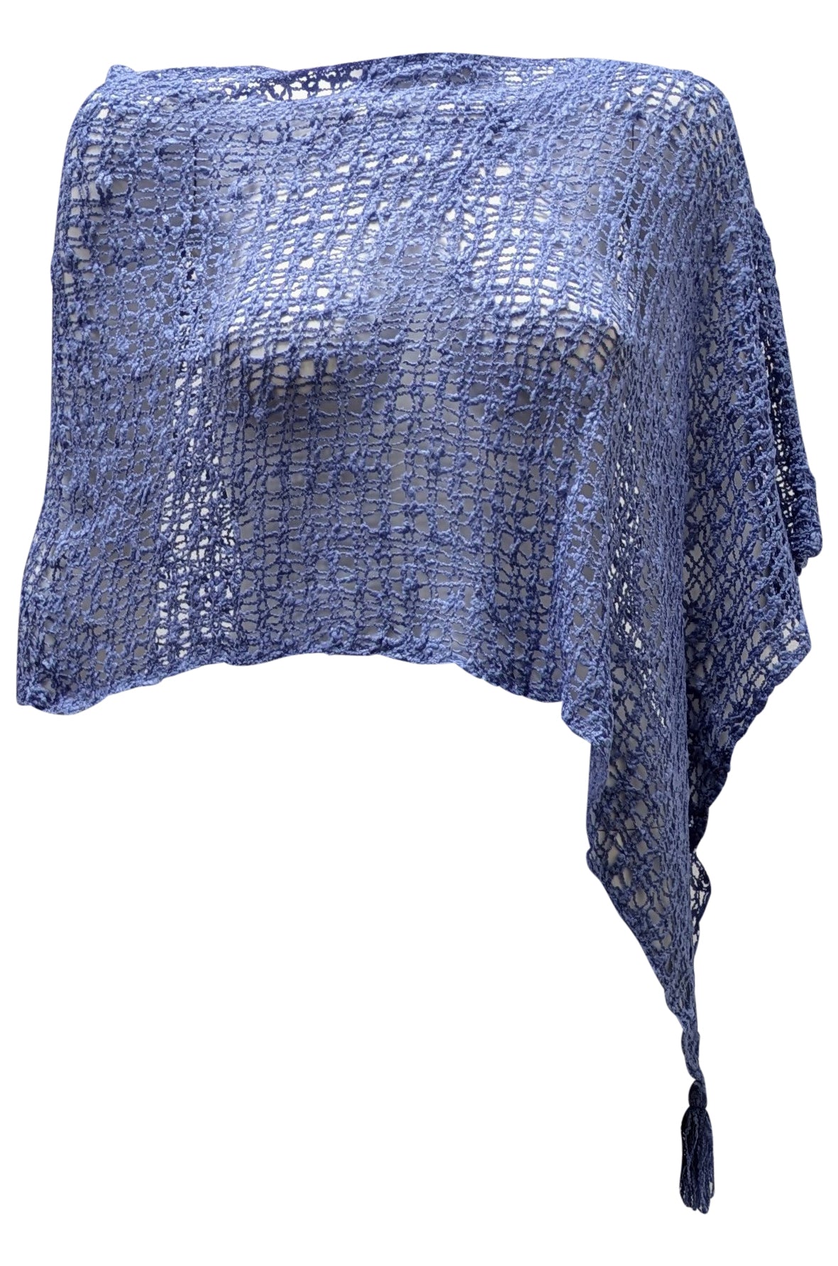 Womens Crochet Poncho Asymmetrical Boho Tassel Shawl Pullover Cover up Free Size 8-20