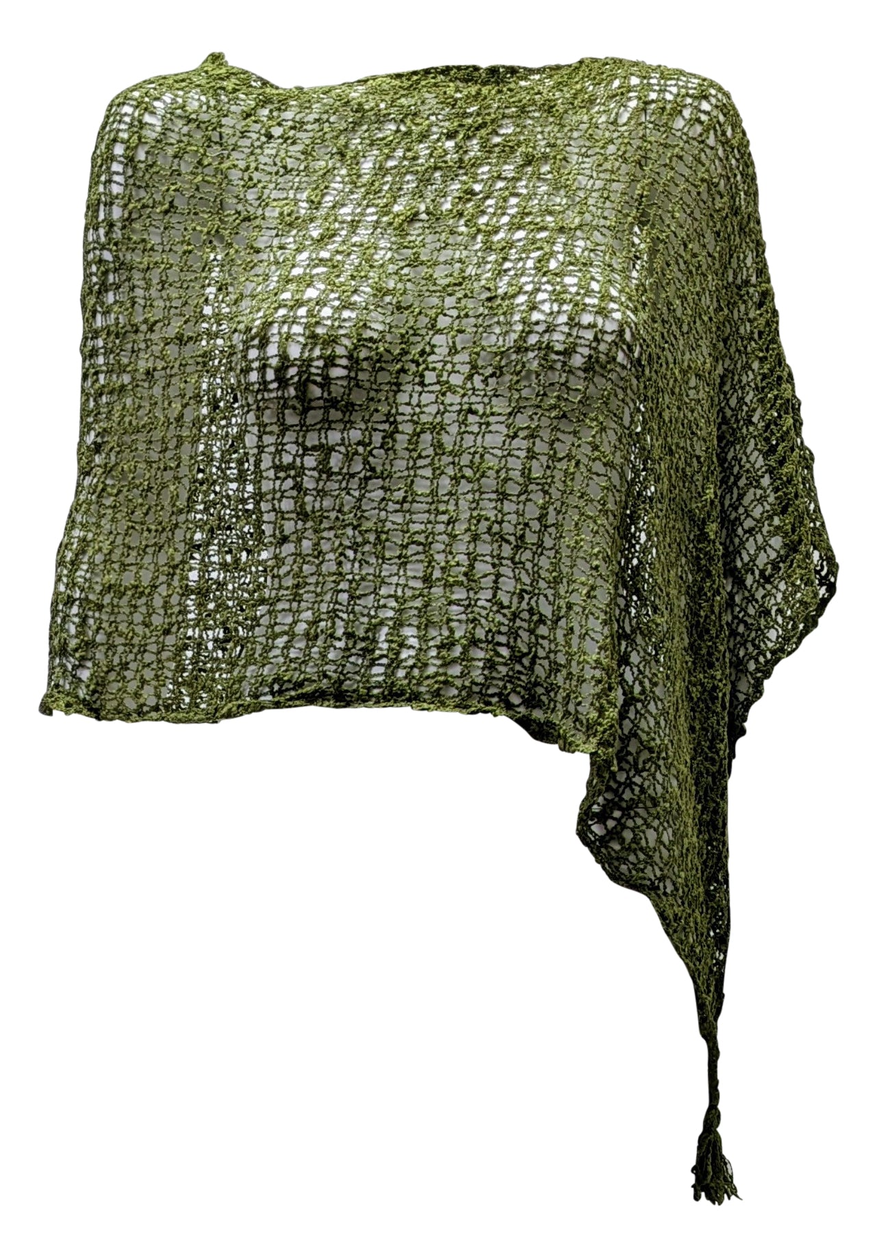 Womens Crochet Poncho Asymmetrical Boho Tassel Shawl Pullover Cover up Free Size 8-20