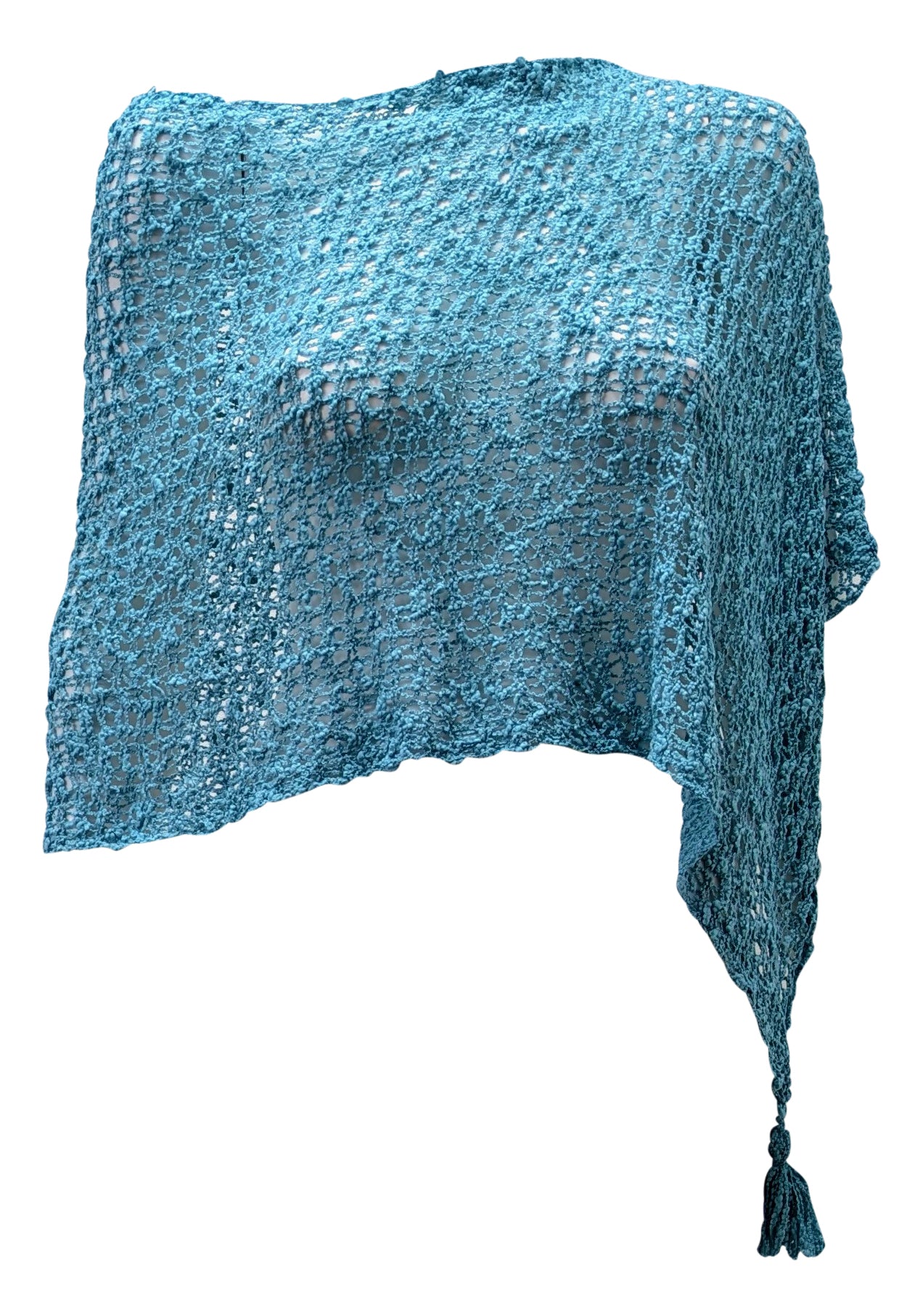 Womens Crochet Poncho Asymmetrical Boho Tassel Shawl Pullover Cover up Free Size 8-20