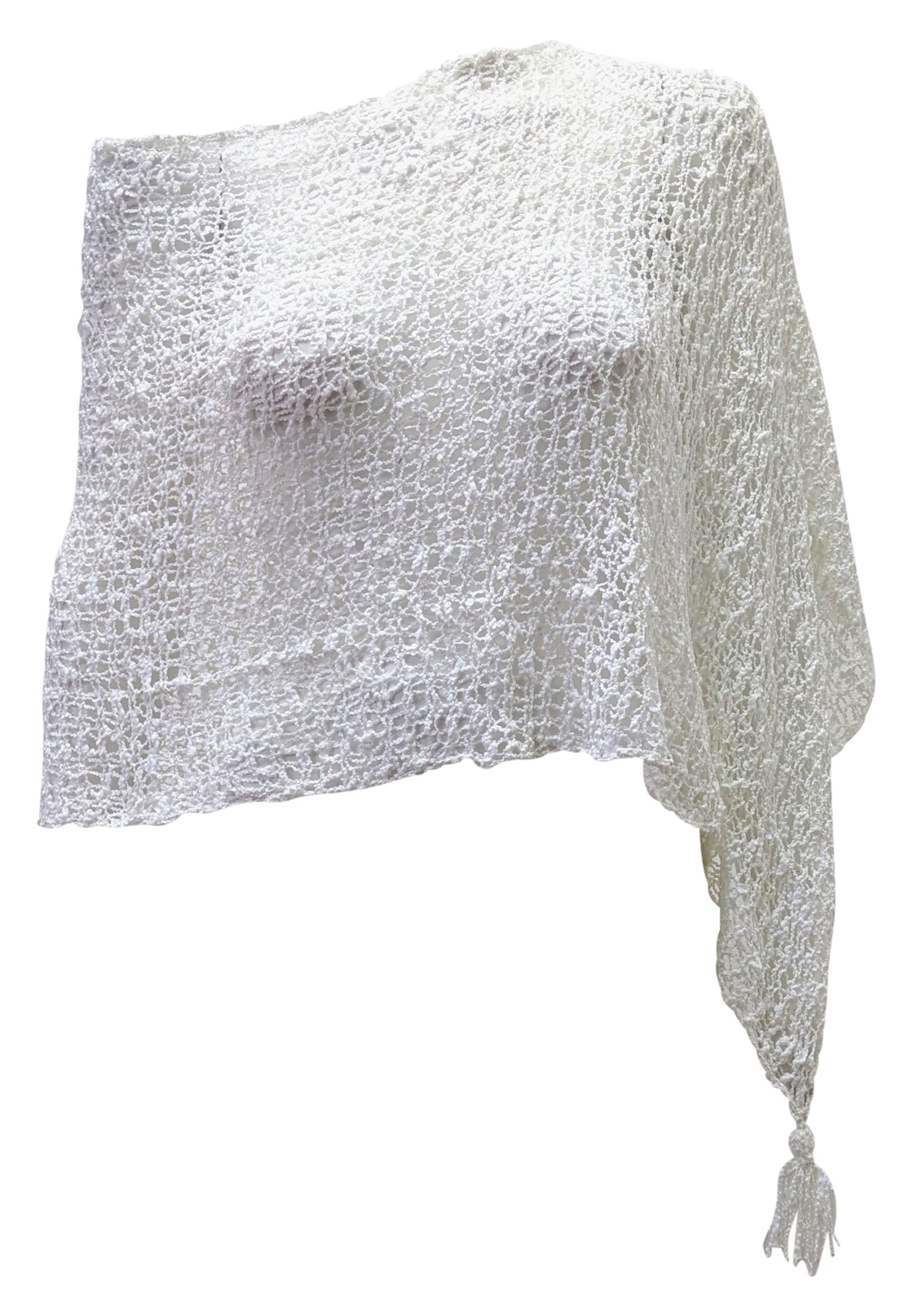 Womens Crochet Poncho Asymmetrical Boho Tassel Shawl Pullover Cover up Free Size 8-20