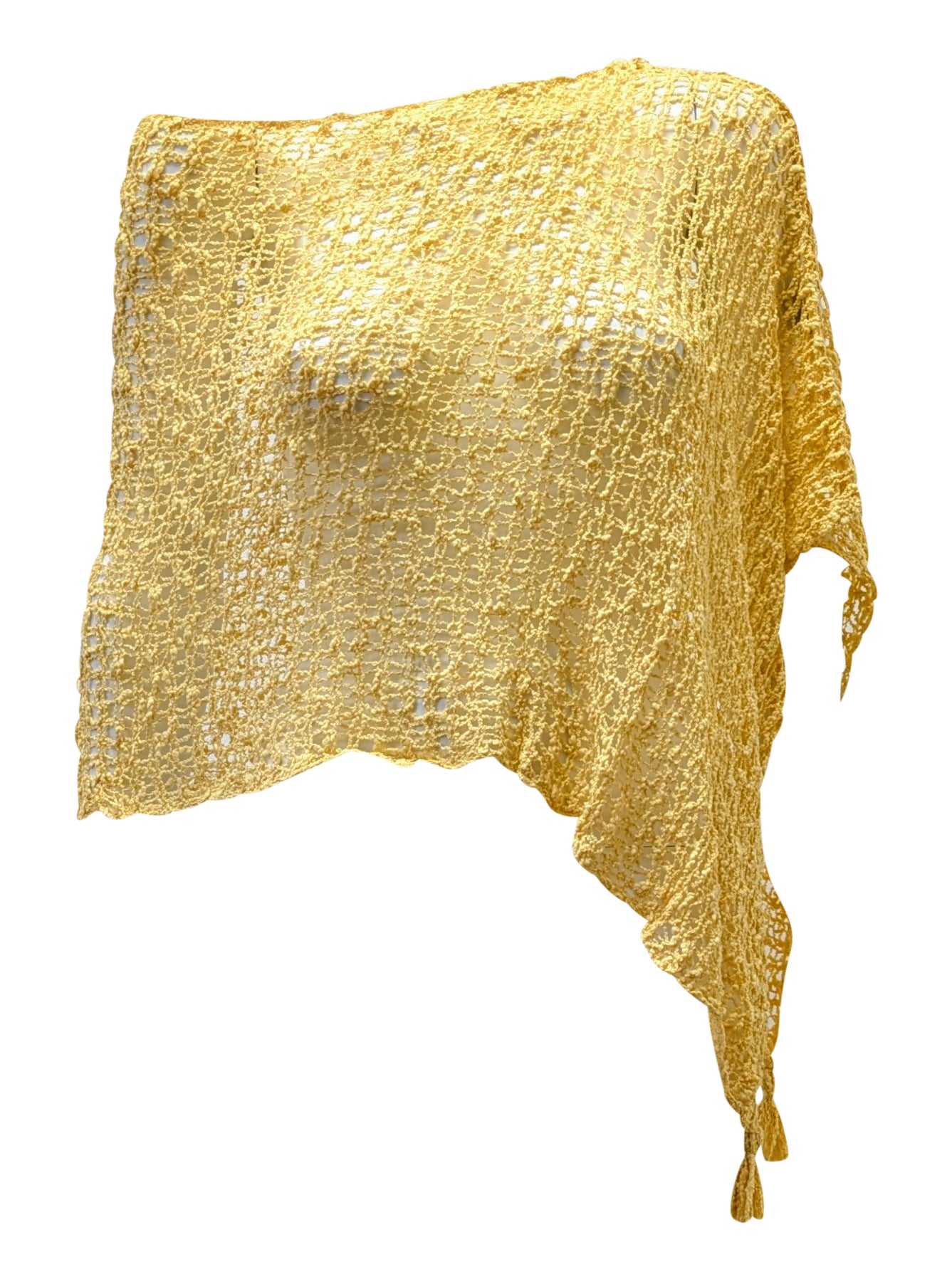 Womens Crochet Poncho Asymmetrical Boho Tassel Shawl Pullover Cover up Free Size 8-20