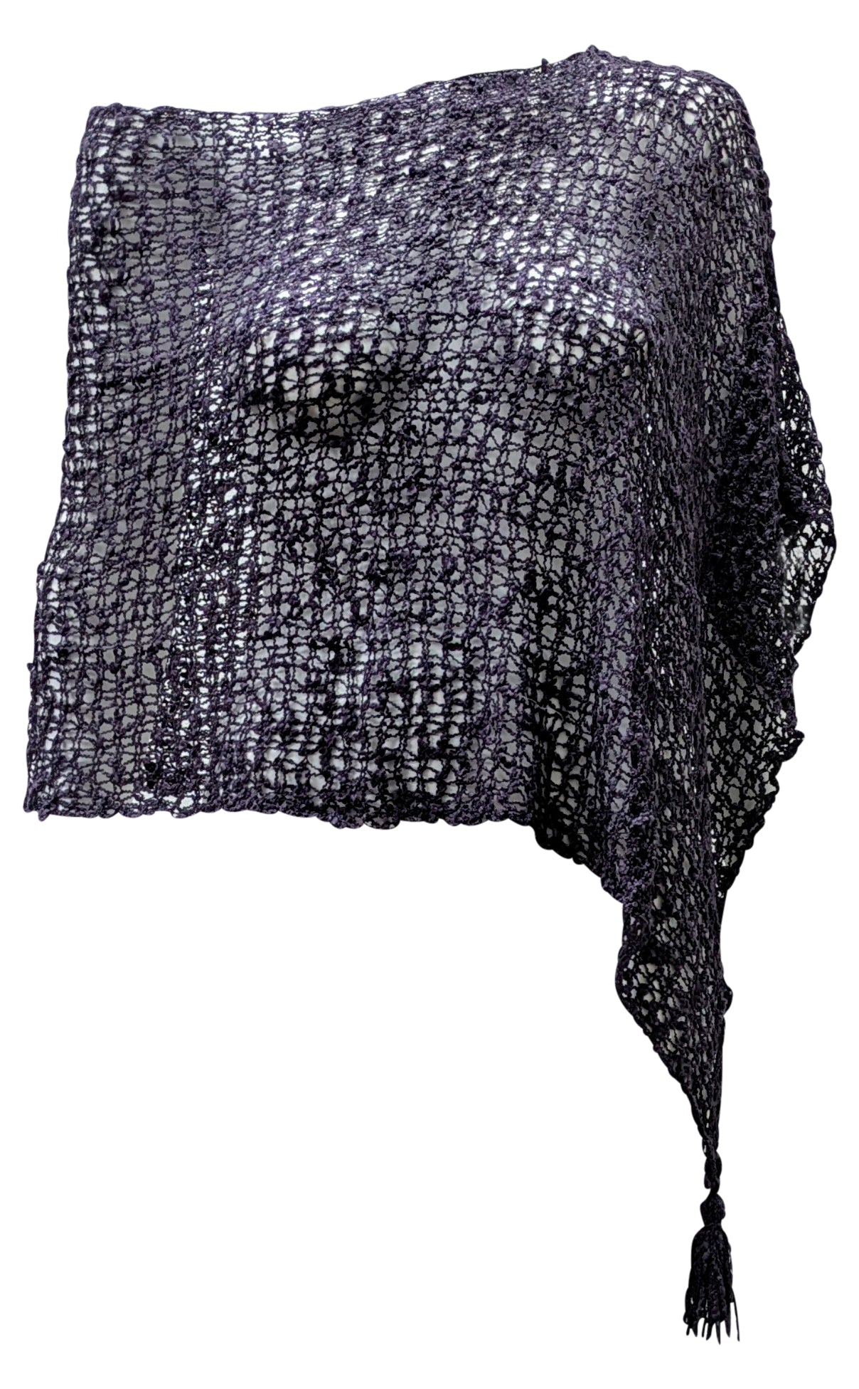 Womens Crochet Poncho Asymmetrical Boho Tassel Shawl Pullover Cover up Free Size 8-20