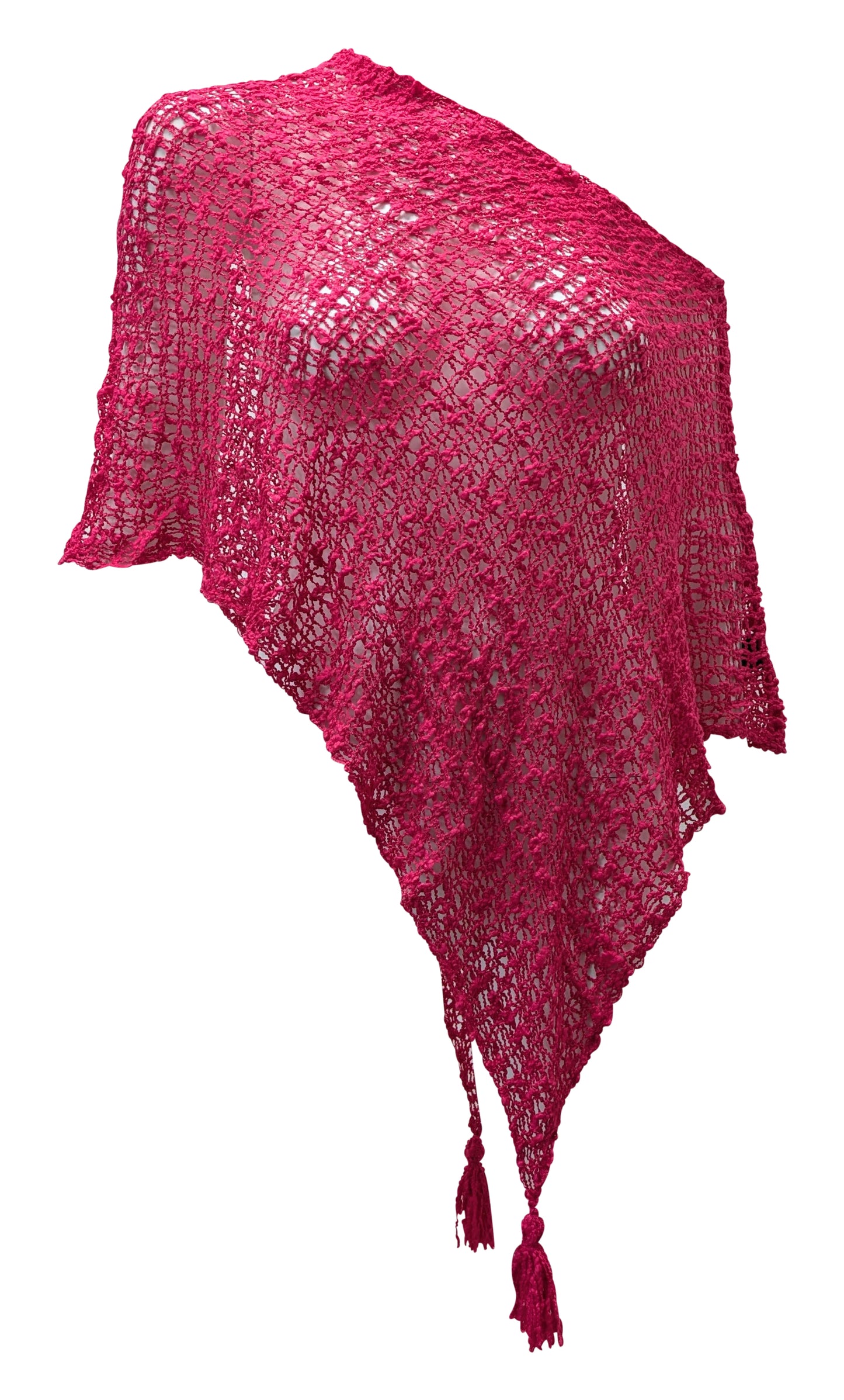 Womens Crochet Poncho Asymmetrical Boho Tassel Shawl Pullover Cover up Free Size 8-20