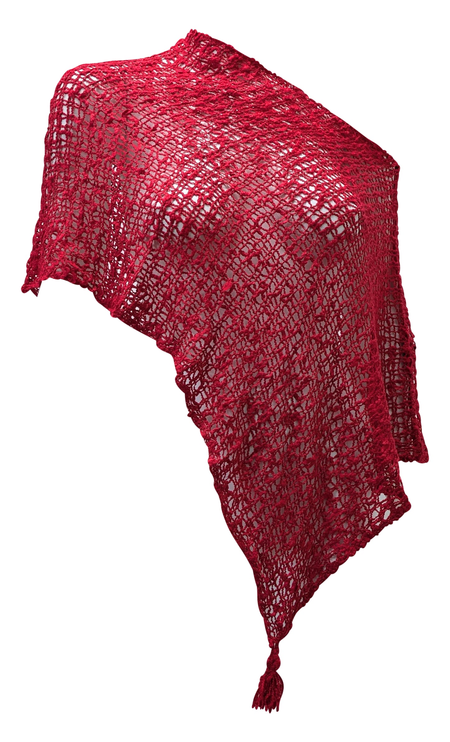 Womens Crochet Poncho Asymmetrical Boho Tassel Shawl Pullover Cover up Free Size 8-20