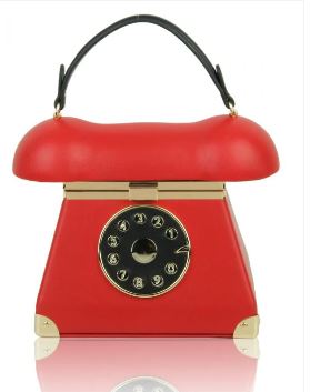 STATEMENT VINTAGE TELEPHONE DESIGN HARD CASE HANDBAG WITH DETACHABLE STRAP