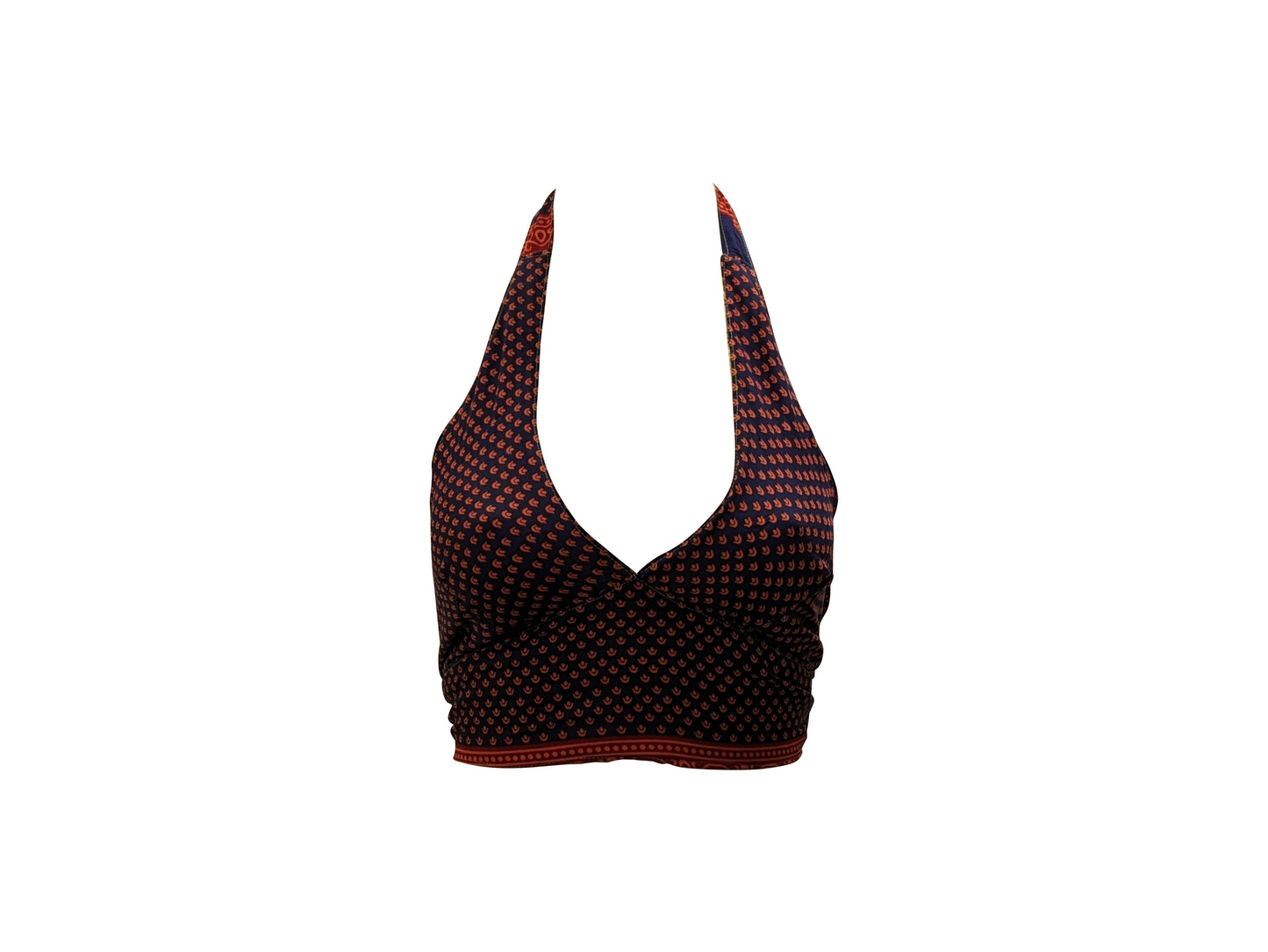 Recycled Reversible Retro Crop Top Boho Festival Halterneck Bralette One Size P169