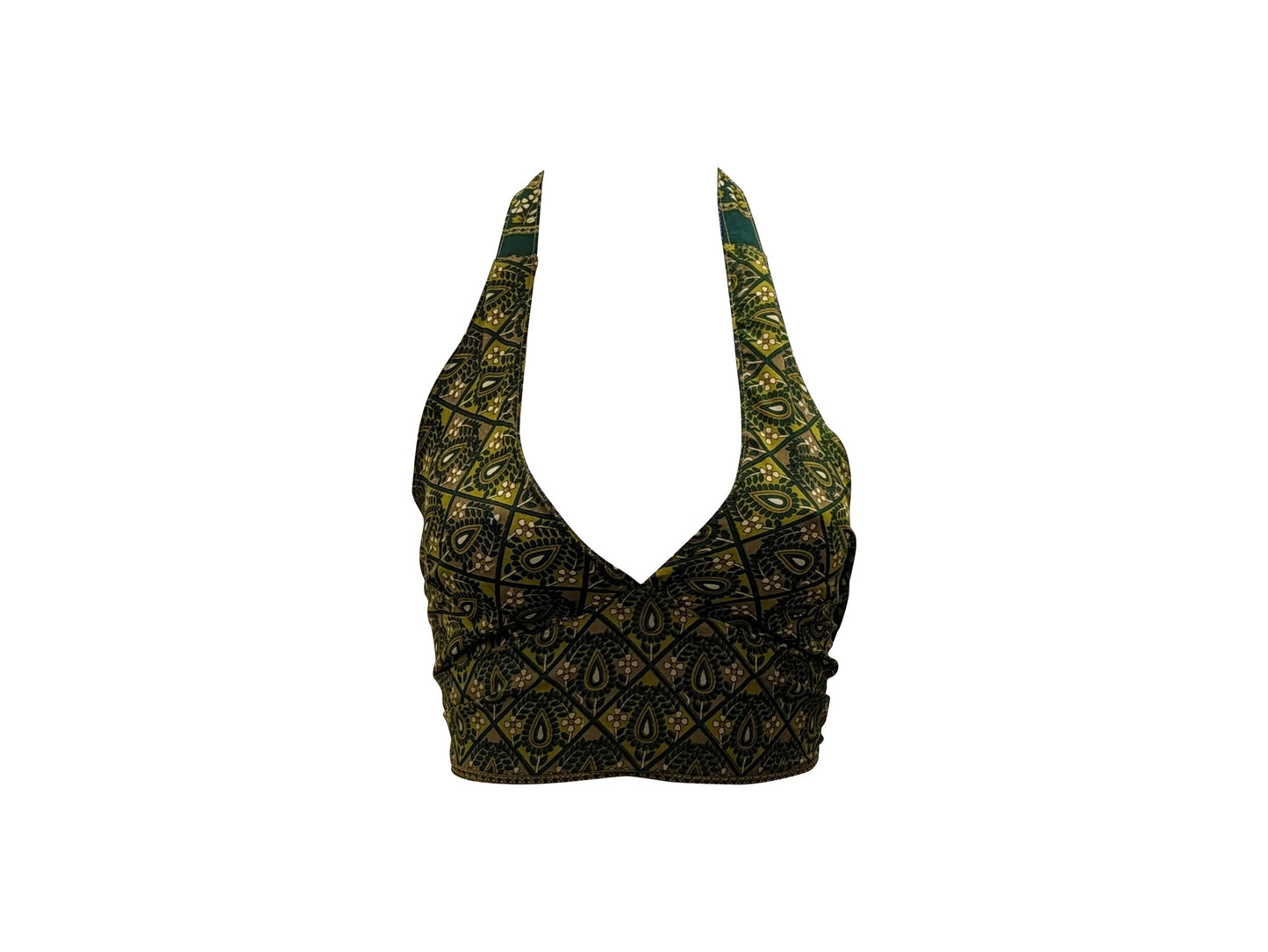 Recycled Reversible Retro Crop Top Boho Festival Halterneck Bralette One Size P168
