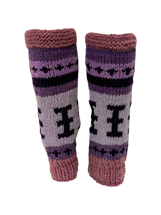 Ladies Womens Winter 100% Wool Leg Warmers Hand Knit Fleece Lined With Side Zips P1