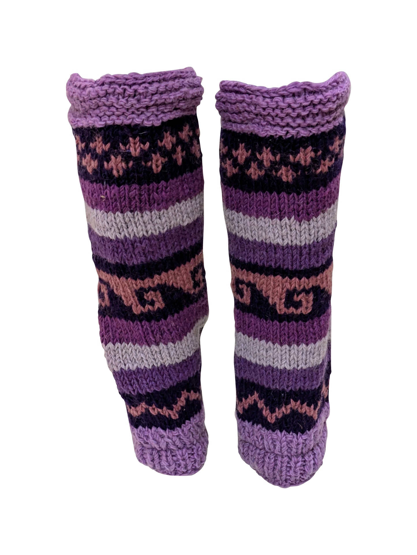 Ladies Womens Winter 100% Wool Leg Warmers Hand Knit Fleece Lined With Side Zips P14