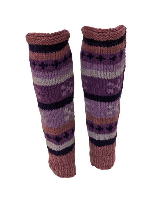 Ladies Womens Winter 100% Wool Leg Warmers Hand Knit Fleece Lined With Side Zips P2
