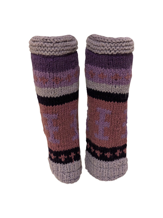 Ladies Womens Winter 100% Wool Leg Warmers Hand Knit Fleece Lined With Side Zips P3