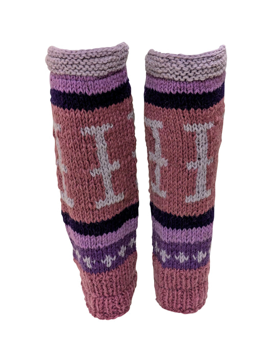 Ladies Womens Winter 100% Wool Leg Warmers Hand Knit Fleece Lined With Side Zips P7