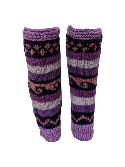 Ladies Womens Winter 100% Wool Leg Warmers Hand Knit Fleece Lined With Side Zips P11