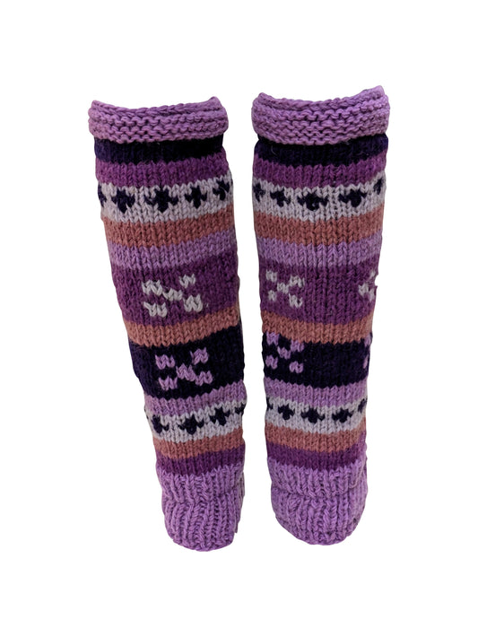 Ladies Womens Winter 100% Wool Leg Warmers Hand Knit Fleece Lined With Side Zips P13