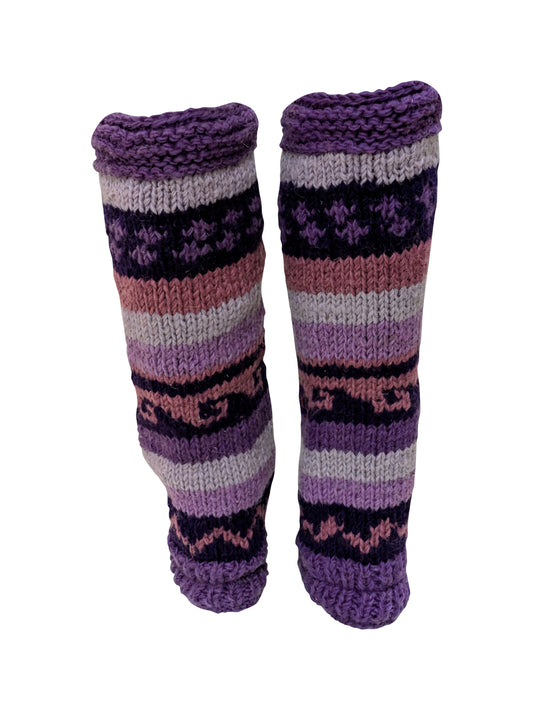 Ladies Womens Winter 100% Wool Leg Warmers Hand Knit Fleece Lined With Side Zips P5