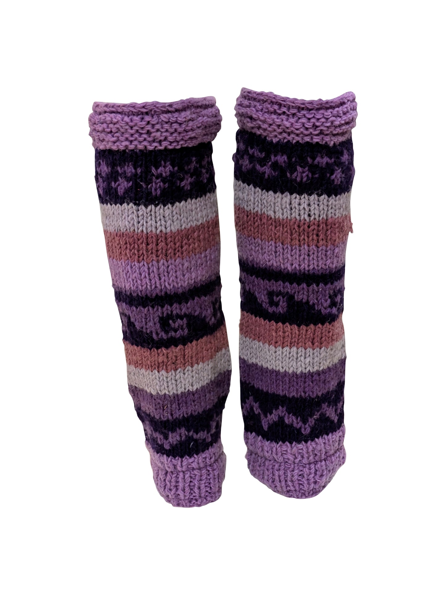 Ladies Womens Winter 100% Wool Leg Warmers Hand Knit Fleece Lined With Side Zips P8