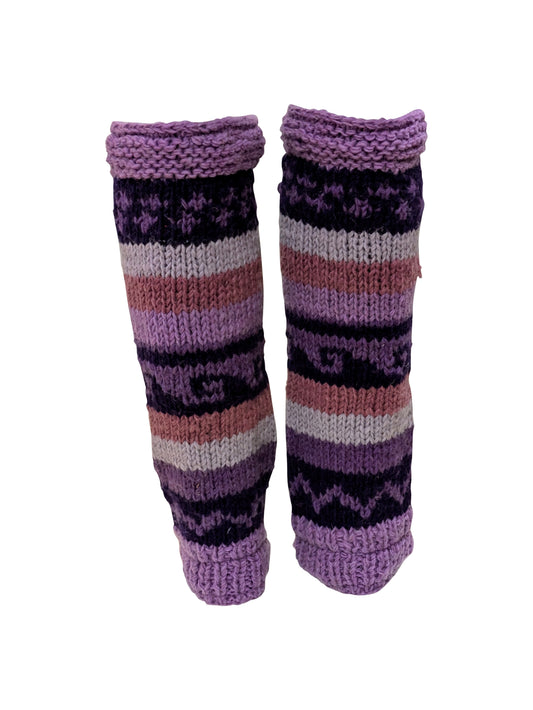 Ladies Womens Winter 100% Wool Leg Warmers Hand Knit Fleece Lined With Side Zips P8