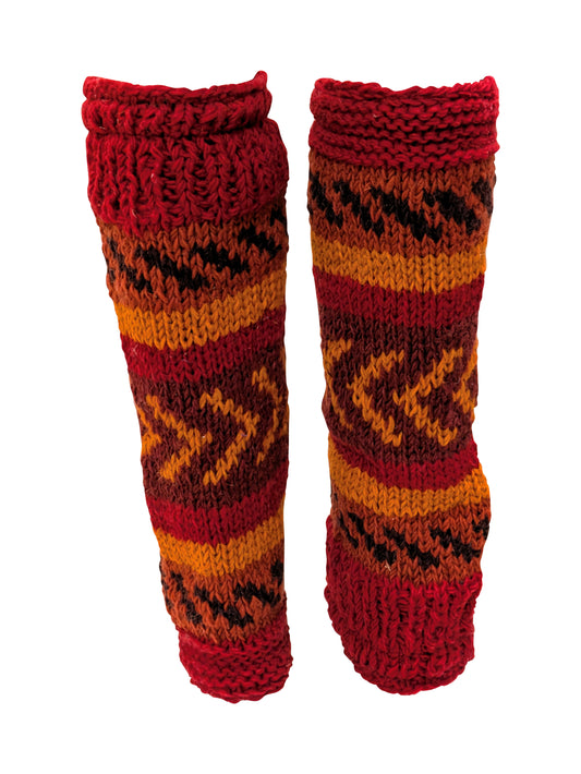 Ladies Womens Winter 100% Wool Leg Warmers Hand Knit Fleece Lined With Side Zips P2