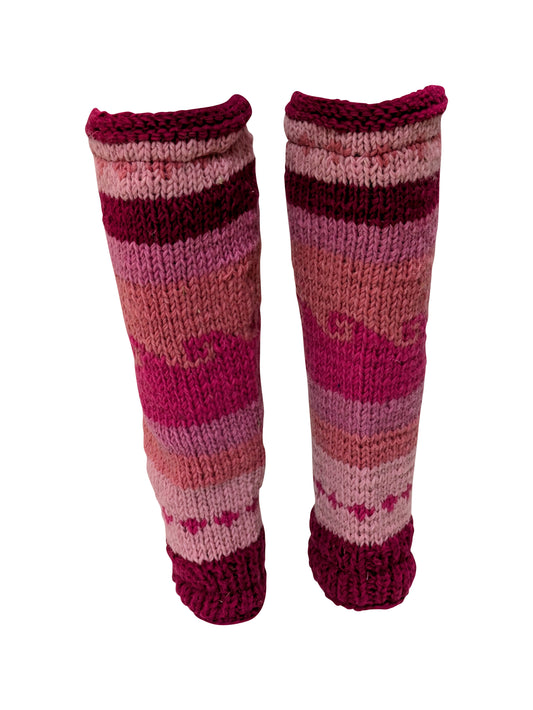 Ladies Womens Winter 100% Wool Leg Warmers Hand Knit Fleece Lined With Side Zips P17