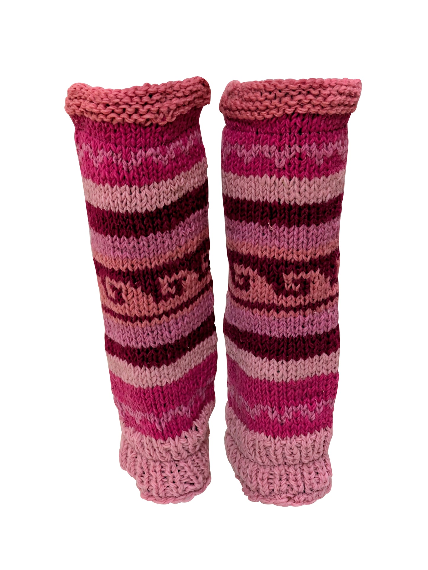 Ladies Womens Winter 100% Wool Leg Warmers Hand Knit Fleece Lined With Side Zips P29
