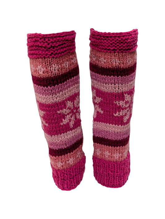 Ladies Womens Winter 100% Wool Leg Warmers Hand Knit Fleece Lined With Side Zips P12