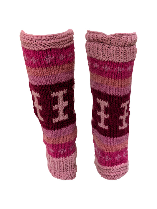 Ladies Womens Winter 100% Wool Leg Warmers Hand Knit Fleece Lined With Side Zips P15