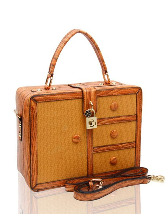 RETRO VINTAGE VEGAN LEATHER HARD CASE WARDROBE DESIGN STATEMENT BAG