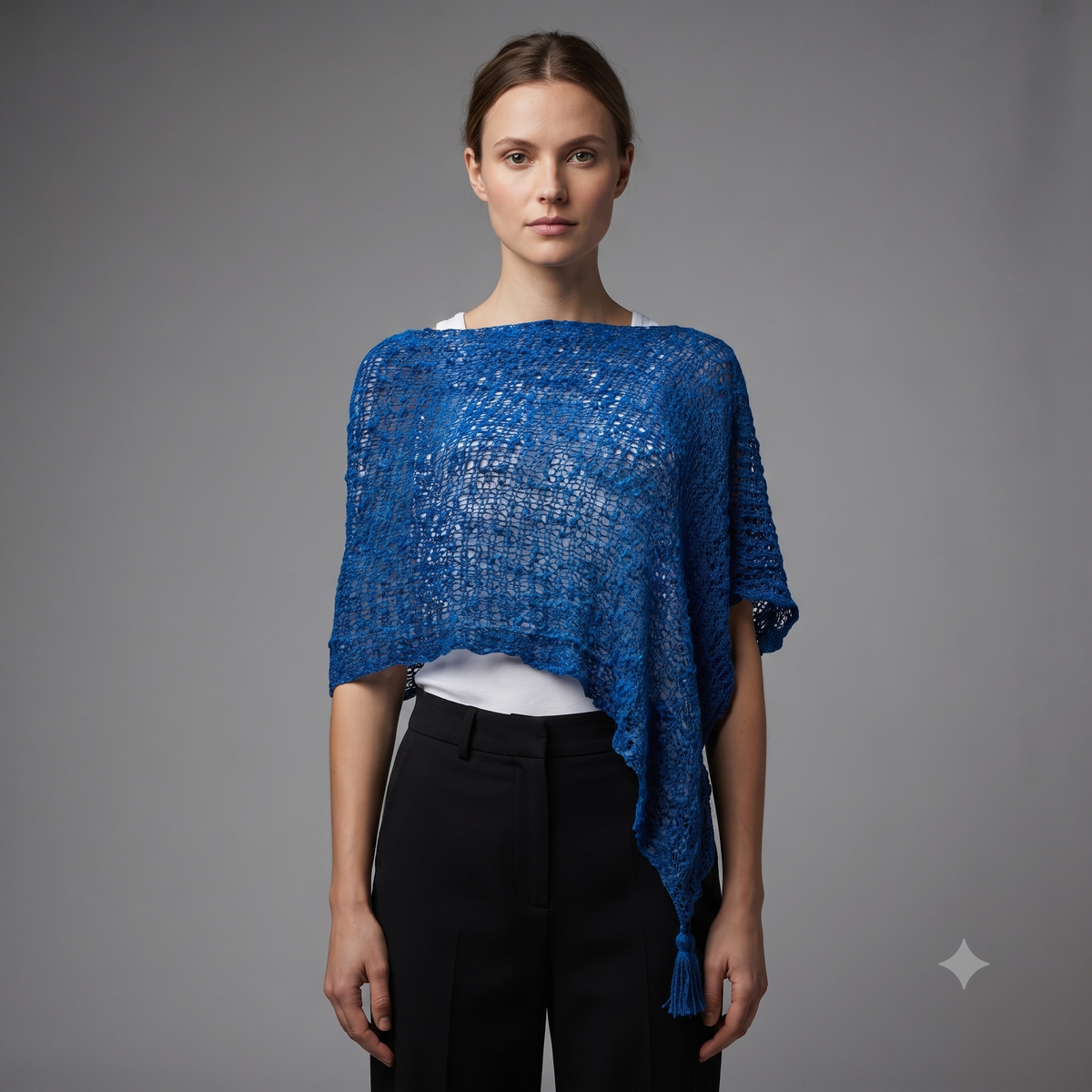 Womens Crochet Poncho Asymmetrical Boho Tassel Shawl Pullover Cover up Free Size 8-20