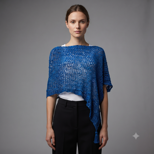 Womens Crochet Poncho Asymmetrical Boho Tassel Shawl Pullover Cover up Free Size 8-20