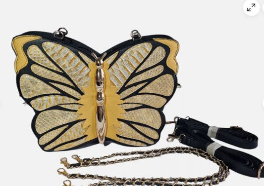 STATEMENT GOLD BUTTERFLY BAG HANDBAG WITH CHAIN STRAP