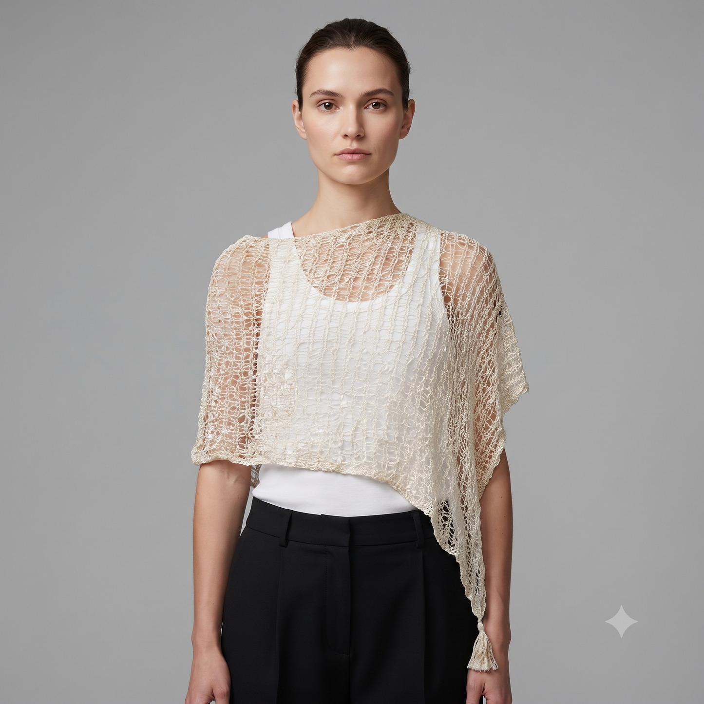 Womens Crochet Poncho Asymmetrical Boho Tassel Shawl Pullover Cover up Free Size 8-20