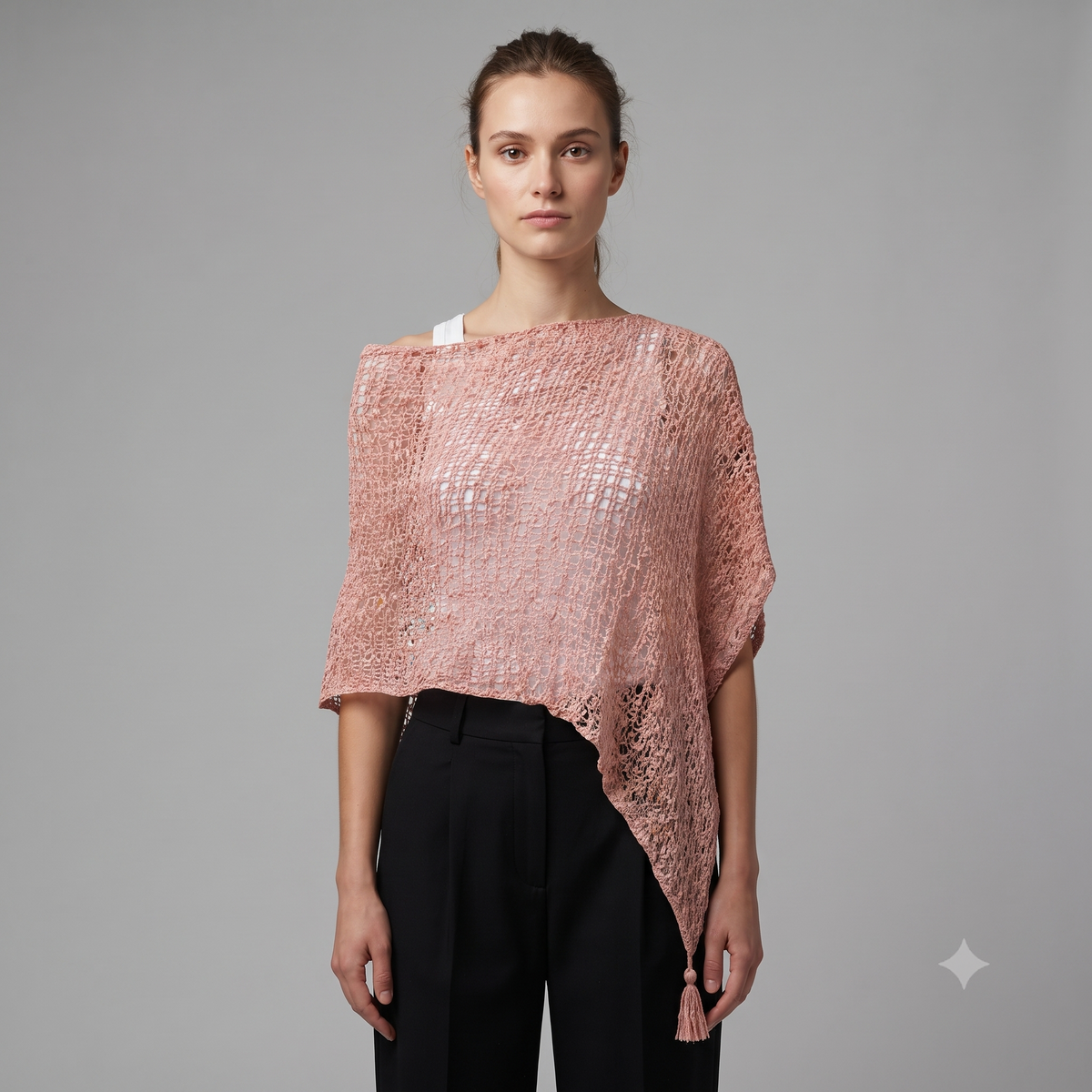 Womens Crochet Poncho Asymmetrical Boho Tassel Shawl Pullover Cover up Free Size 8-20