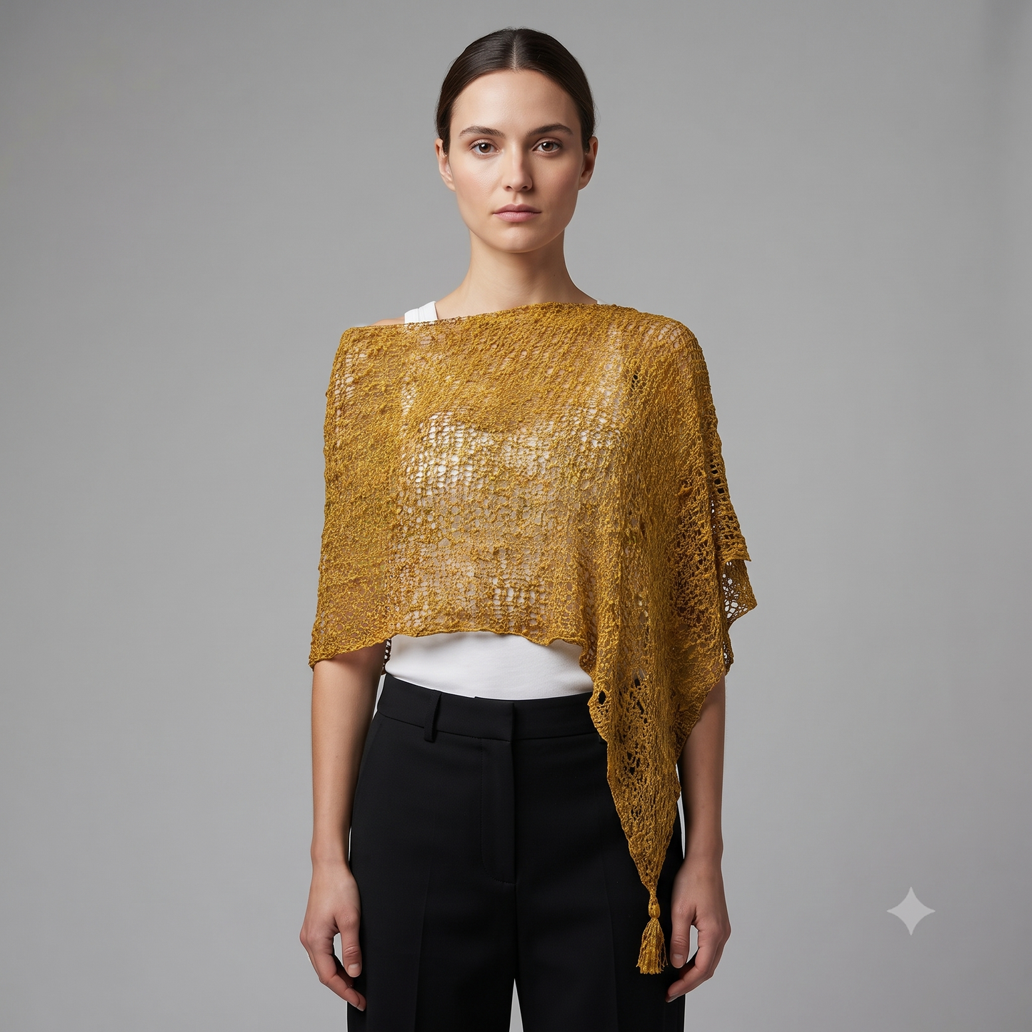 Womens Crochet Poncho Asymmetrical Boho Tassel Shawl Pullover Cover up Free Size 8-20