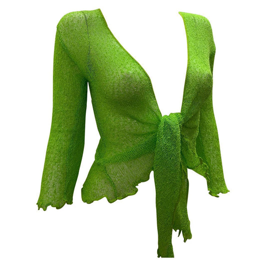 Women's Boho Knit Shrug Chic Crochet style Cardigan onesize Up To 20  Neon Green