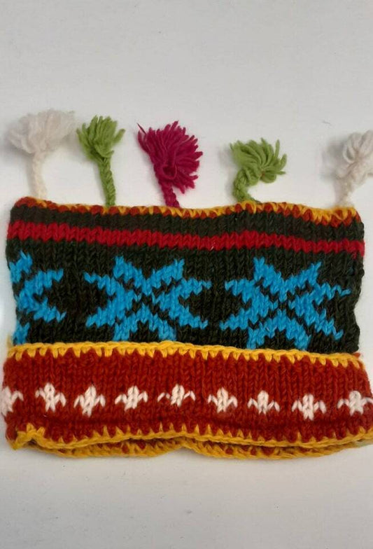 HANDMADE WOOL KNIT WARM WINTER BEANIE MULTI TASSELS BOHO FLEECE LINED HAT P407