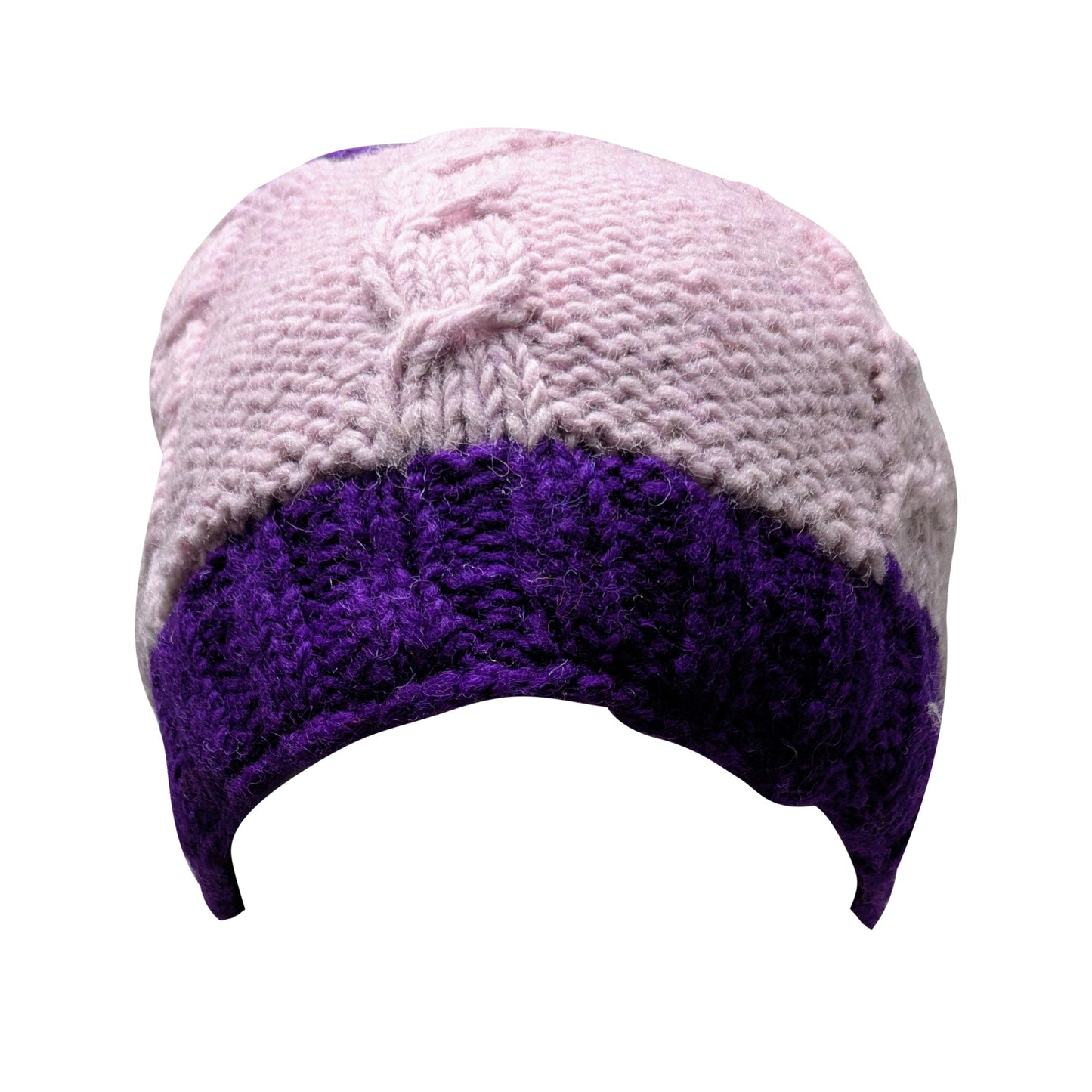 Hand Knit Wool Beanie: Striped Fleece Lined Winter Hat - P123