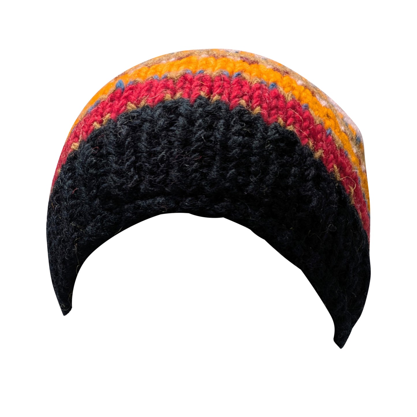 Hand Knit Wool Beanie: Striped Fleece Lined Winter Hat - P20