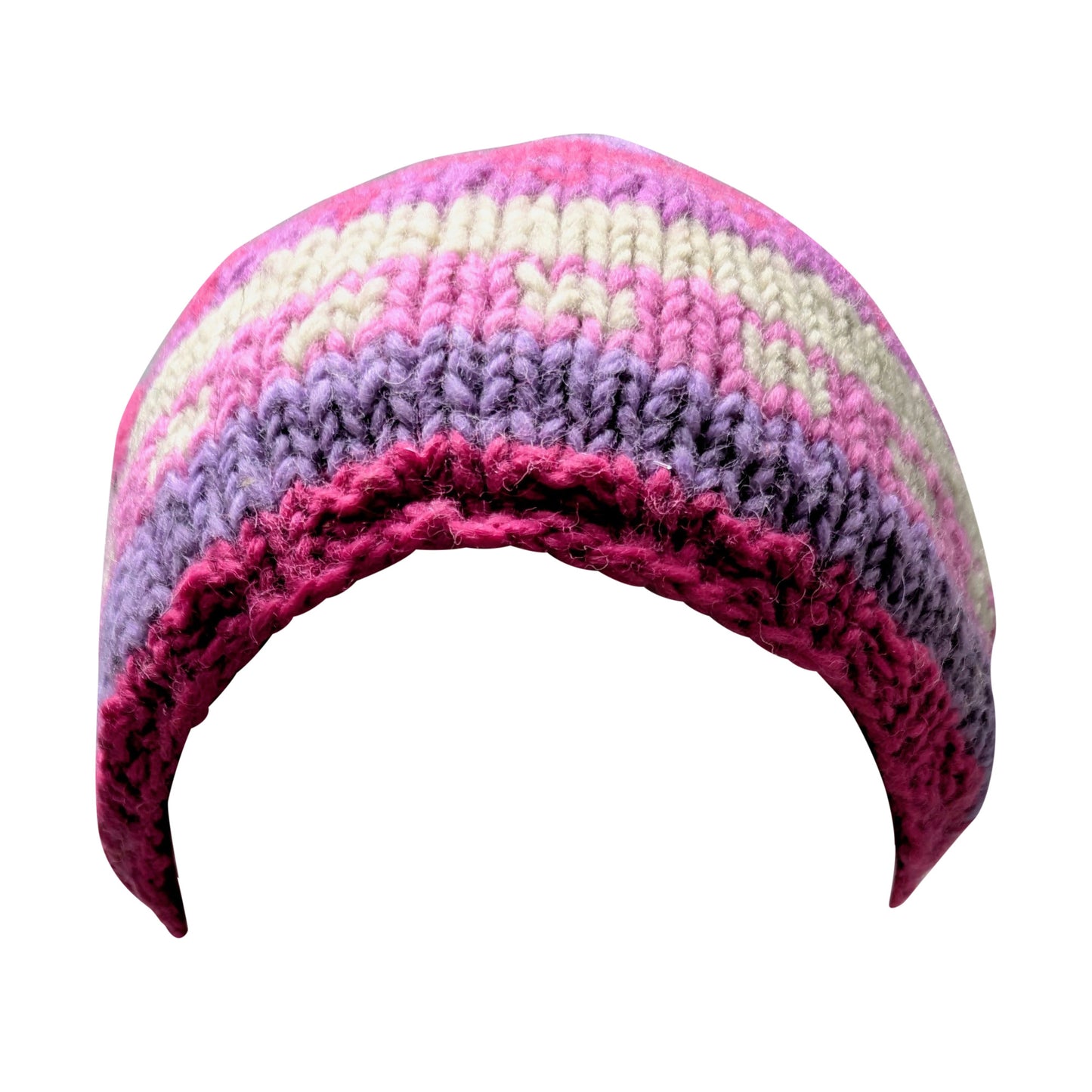 Hand Knit Wool Beanie: Striped Fleece Lined Winter Hat - P9
