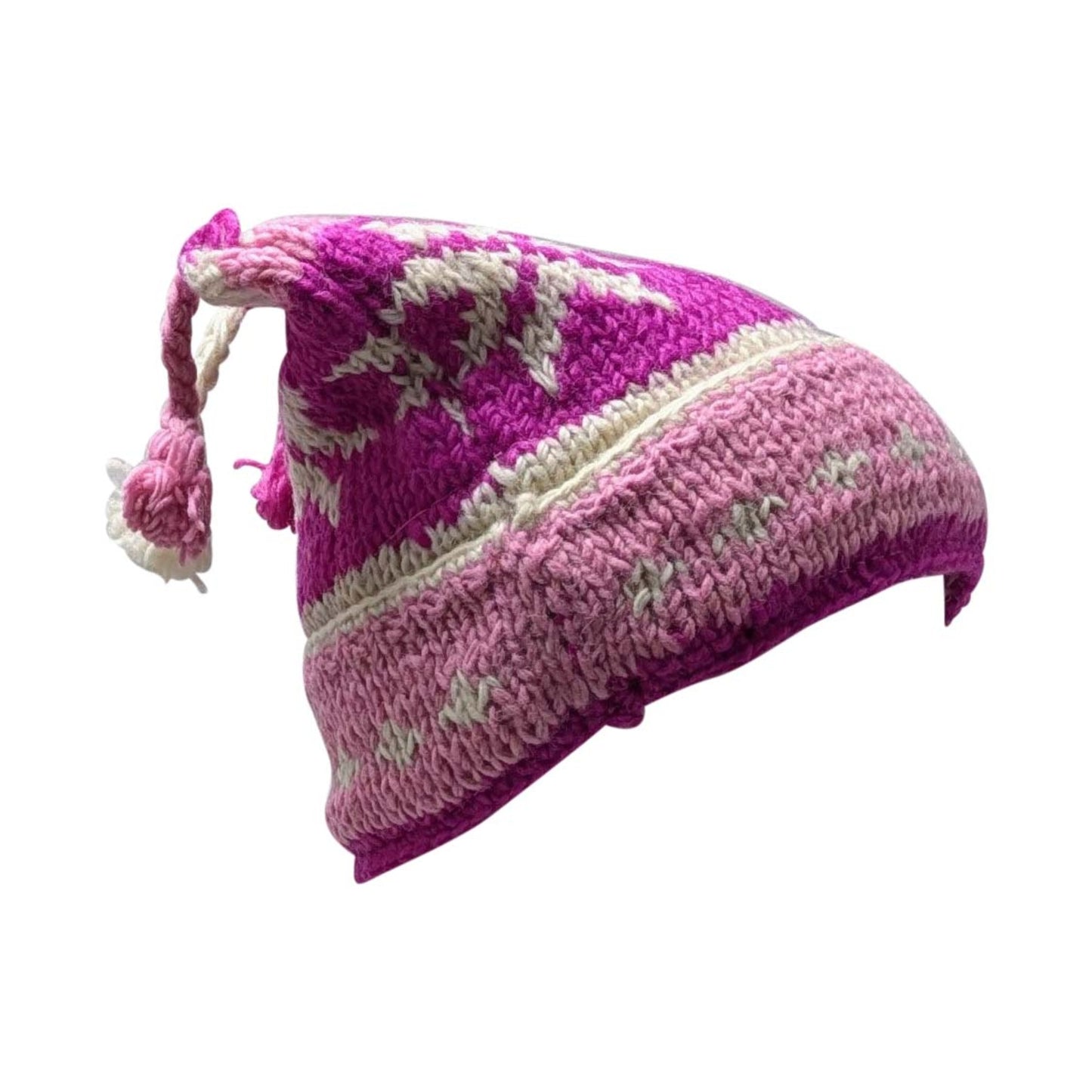 Hand Knit Recycled Wool Beanie: Fleece Lined Winter Hat - p34