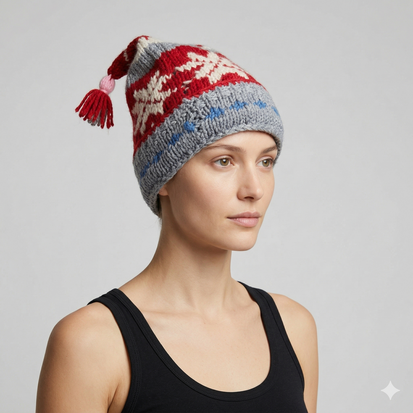 Hand Knit Recycled Wool Beanie: Fleece Lined Winter Hat - p36