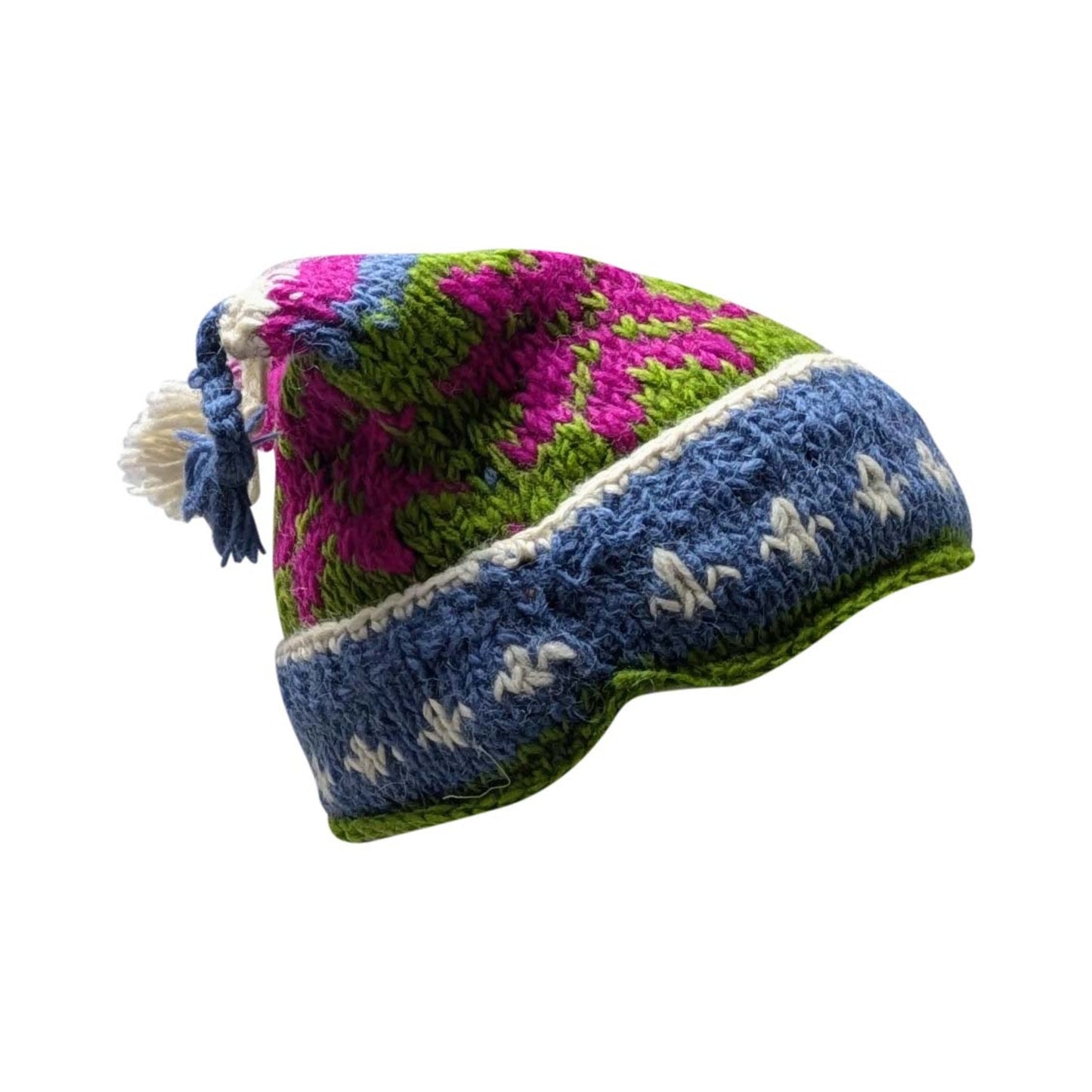 Hand Knit Recycled Wool Beanie: Fleece Lined Winter Hat - p37