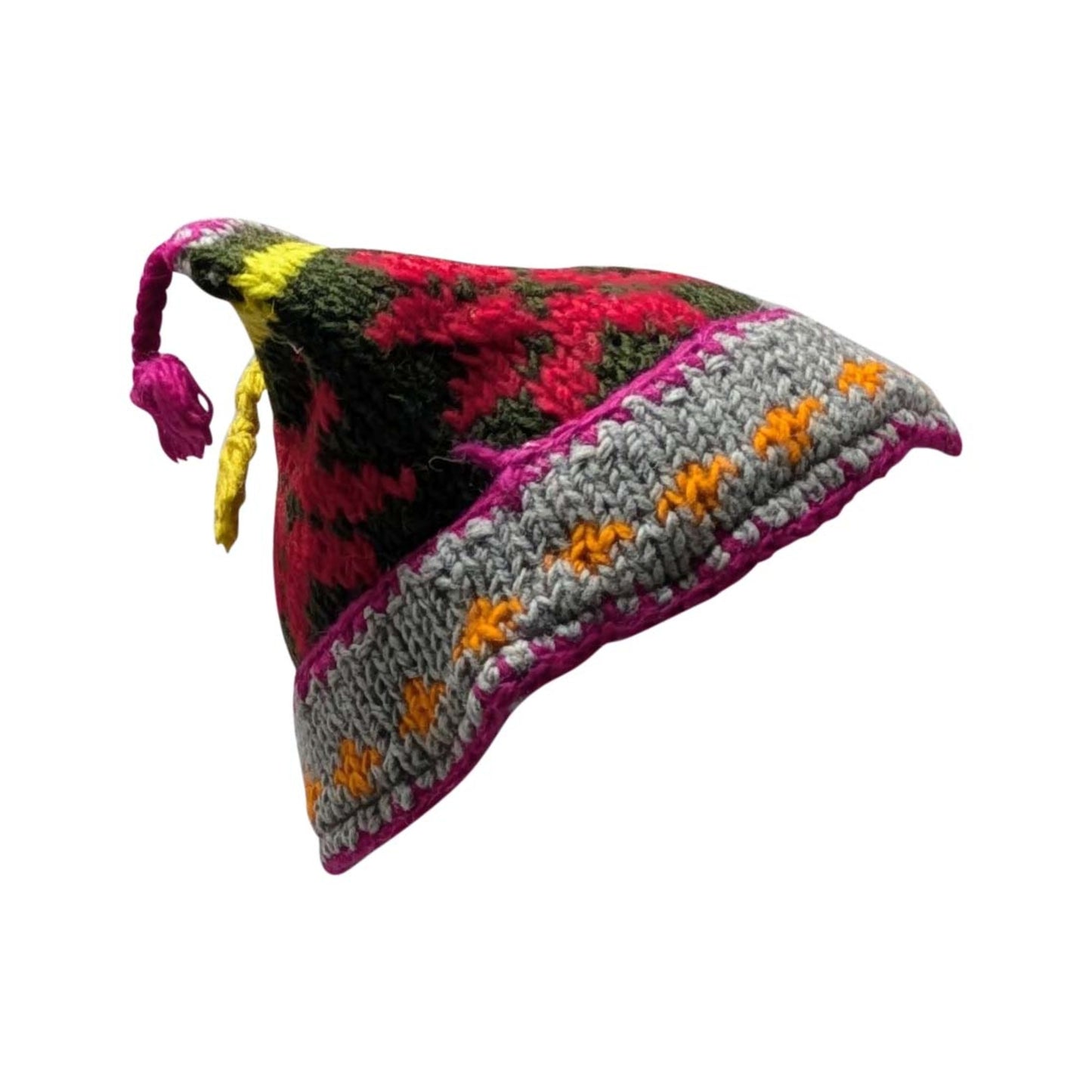 Hand Knit Recycled Wool Beanie: Fleece Lined Winter Hat - p38