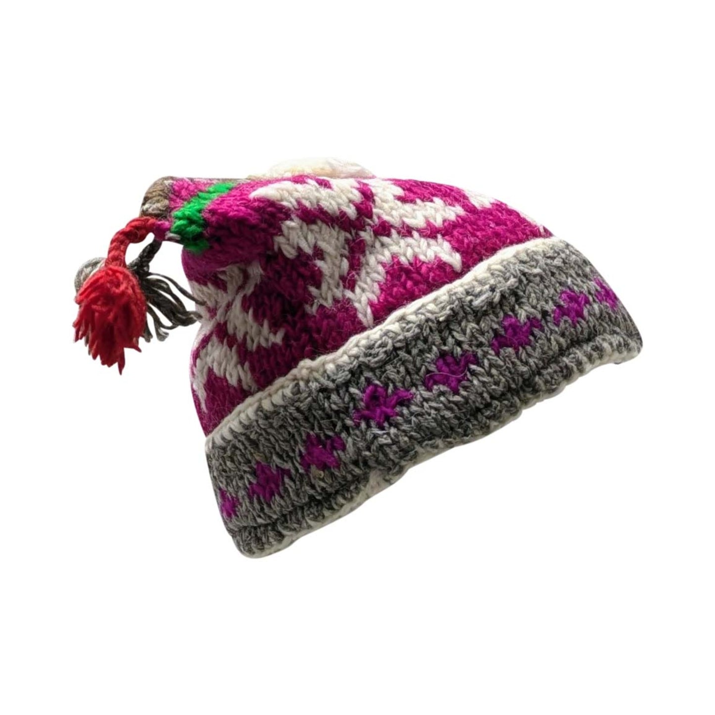 Hand Knit Recycled Wool Beanie: Fleece Lined Winter Hat - p40